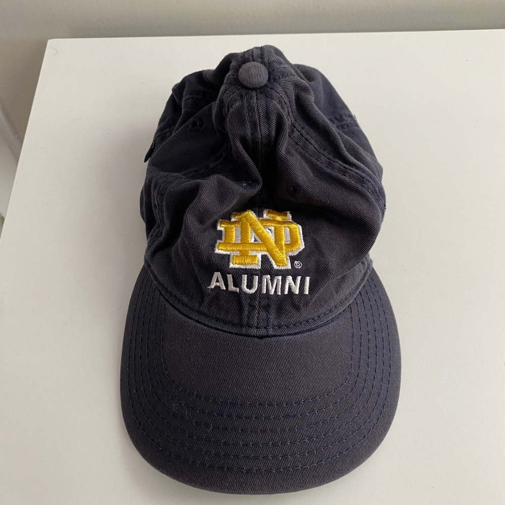 Legacy Notre Dame Alumni Hat Mens OSFA Navy Blue Good‎ Adjustable Strapback Cap